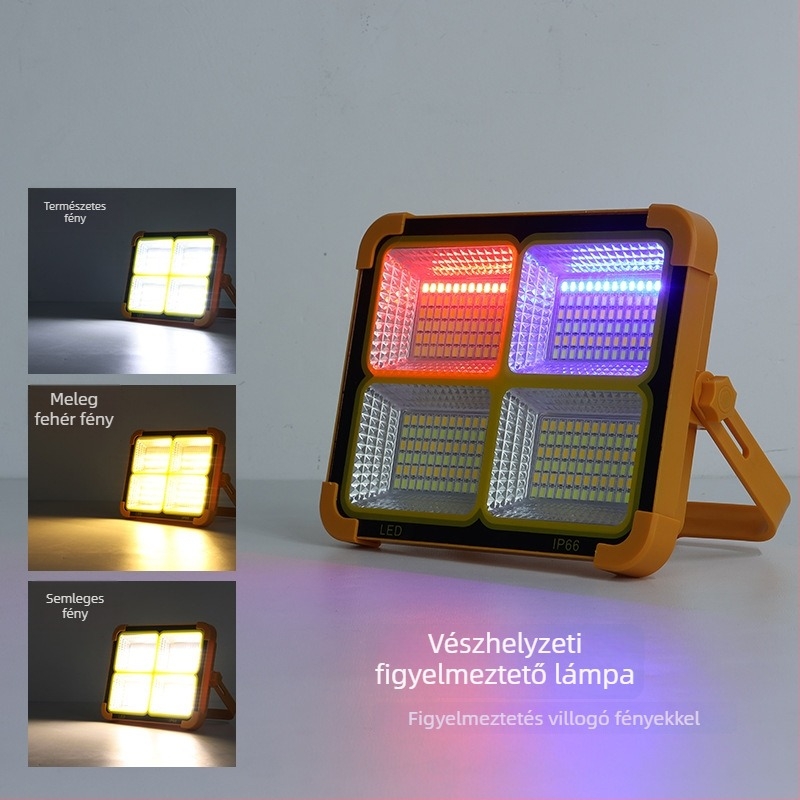 Napelemes LED reflektor kültéri használatra – vészhelyzet, kemping és otthon, IP66, ultranagy fényerő
