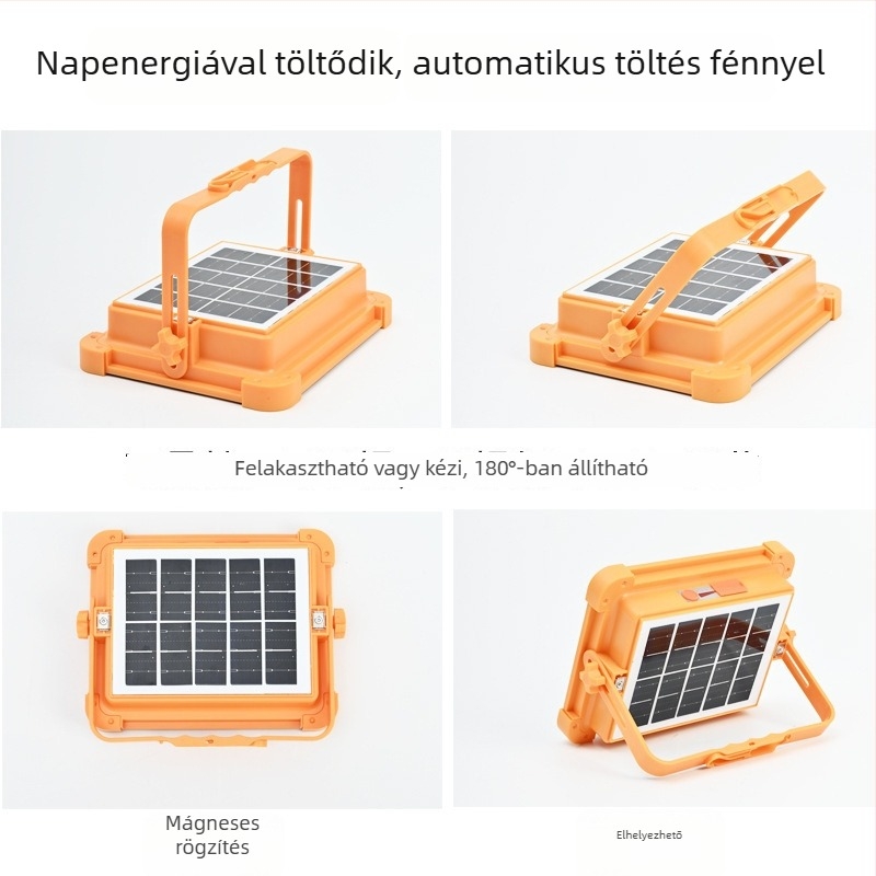 Napelemes LED reflektor kültéri használatra – vészhelyzet, kemping és otthon, IP66, ultranagy fényerő