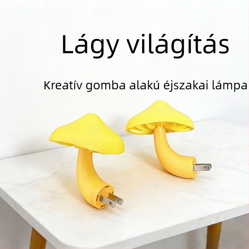 Gombaszerű éjszakai lámpa USB csatlakozóval, hálószobába, fényérzékelővel