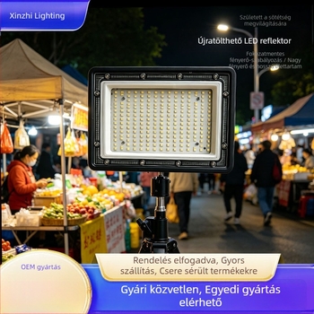 Kültéri táncra és piactérre kész világító reflektor, IP66 vízálló, újratölthető, 120° fénysugár, hosszú üzemidő