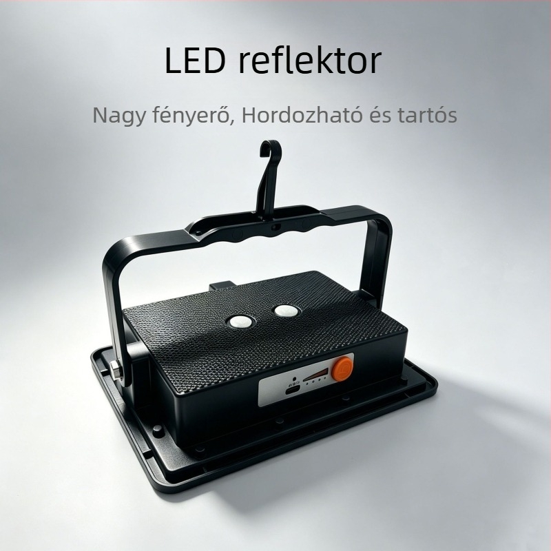 Kültéri táncra és piactérre kész világító reflektor, IP66 vízálló, újratölthető, 120° fénysugár, hosszú üzemidő