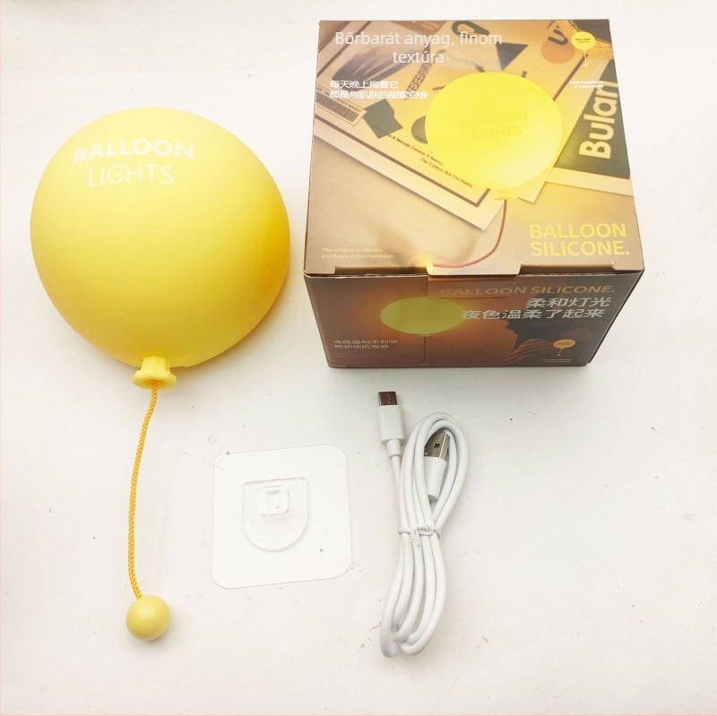 Szilikonból készült éjjeli fény ballon formájú, érintésre működő asztali lámpa gyerekeknek, dekoratív ajándék, újratölthető