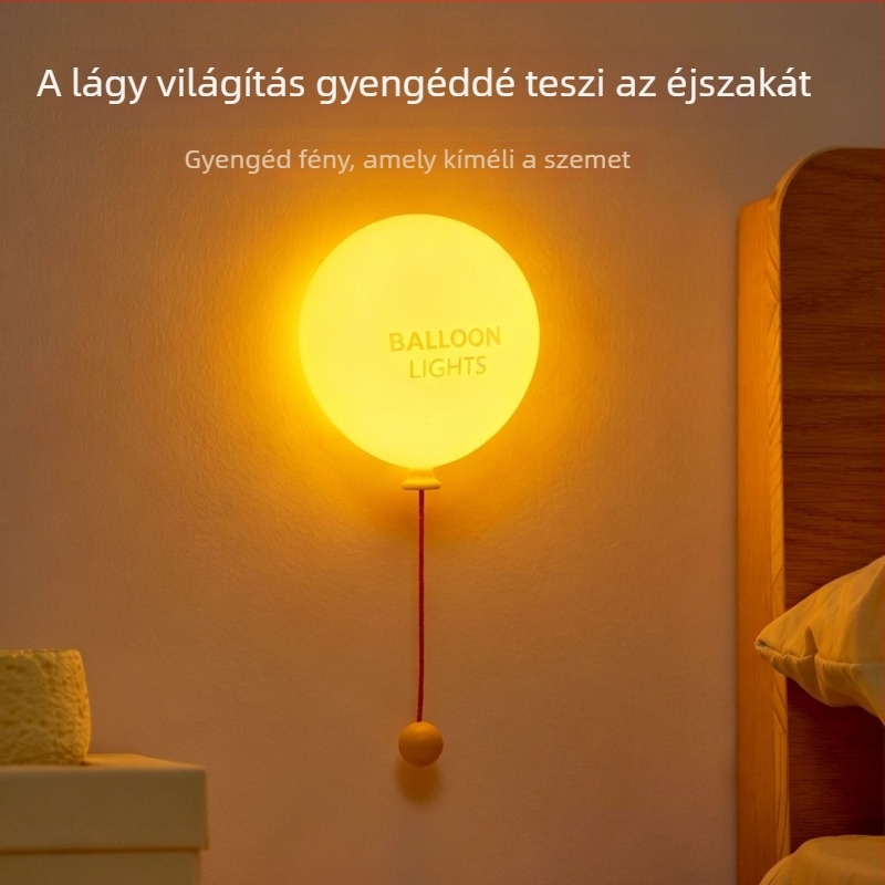 Szilikonból készült éjjeli fény ballon formájú, érintésre működő asztali lámpa gyerekeknek, dekoratív ajándék, újratölthető