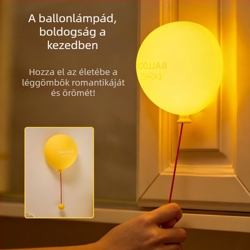 Szilikonból készült éjjeli fény ballon formájú, érintésre működő asztali lámpa gyerekeknek, dekoratív ajándék, újratölthető