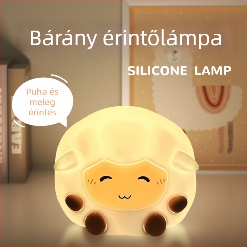 Rajzfilm bárány ambient éjjeli fény gyerekszobába, érintésre működő asztali lámpa, ajándéklámpa