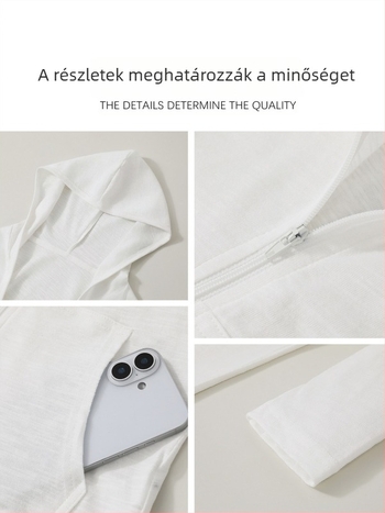 Fehér női vékony kabát napvédő ruházat, könnyű kardigán-stílusú külső réteg kora tavasszal