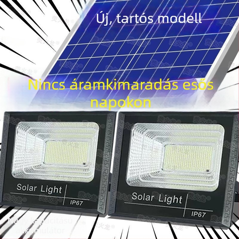 Napelemes kültéri LED-reflektor, IP67 vízálló, kerthez és udvarhoz, nagy teljesítményű világítás