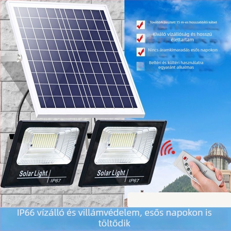 Napelemes kültéri LED-reflektor, IP67 vízálló, kerthez és udvarhoz, nagy teljesítményű világítás