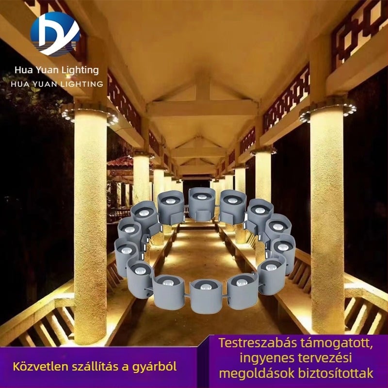 Vízálló pillérlámpa RGB körgyűrűvel kültéren