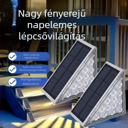 Napelemes lépcsőfény – külső háromszög alakú lépcsőfény, fényvezérléssel, kert dekoráció