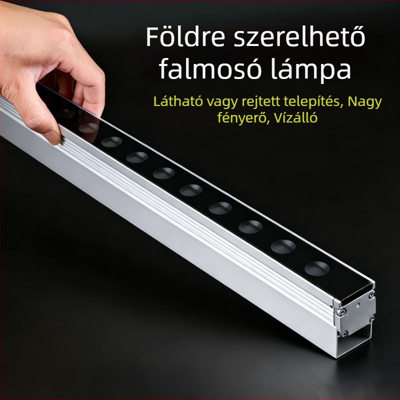 Kültéri falmosó lámpa, vízálló, nagy fényerejű tájvilágítás, földbe süllyesztett hosszú szalag