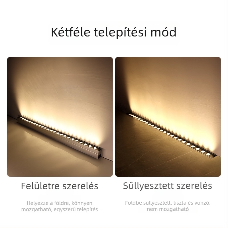 Kültéri falmosó lámpa, vízálló, nagy fényerejű tájvilágítás, földbe süllyesztett hosszú szalag