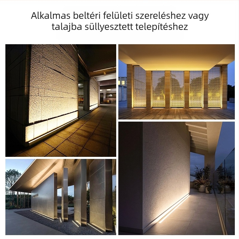 Kültéri falmosó lámpa, vízálló, nagy fényerejű tájvilágítás, földbe süllyesztett hosszú szalag