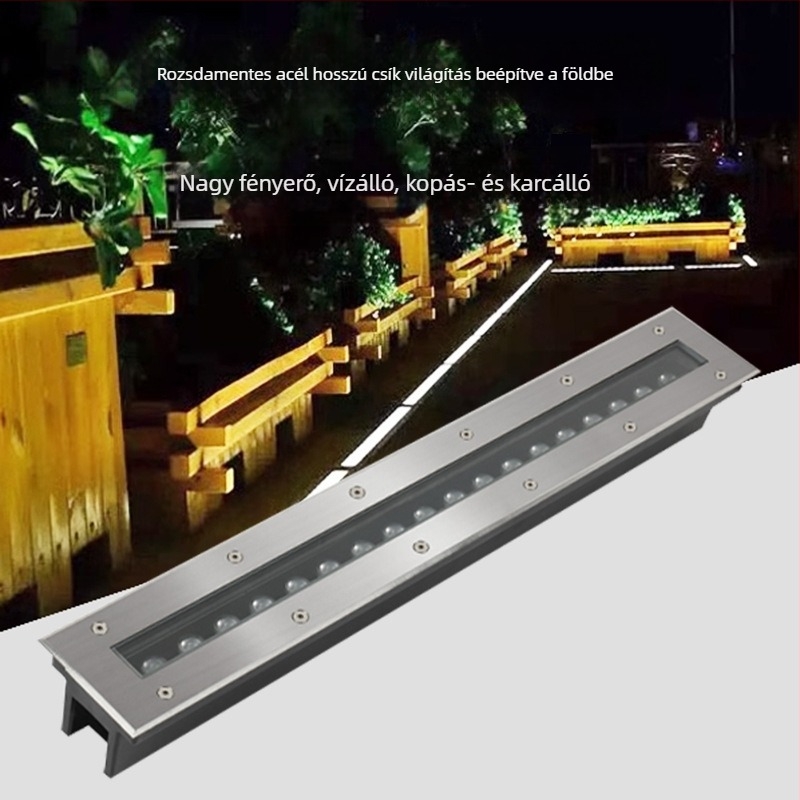 Kültéri vízálló beépített lineáris LED-fény rozsdamentes acélból, terekre, parkokra és folyosókra