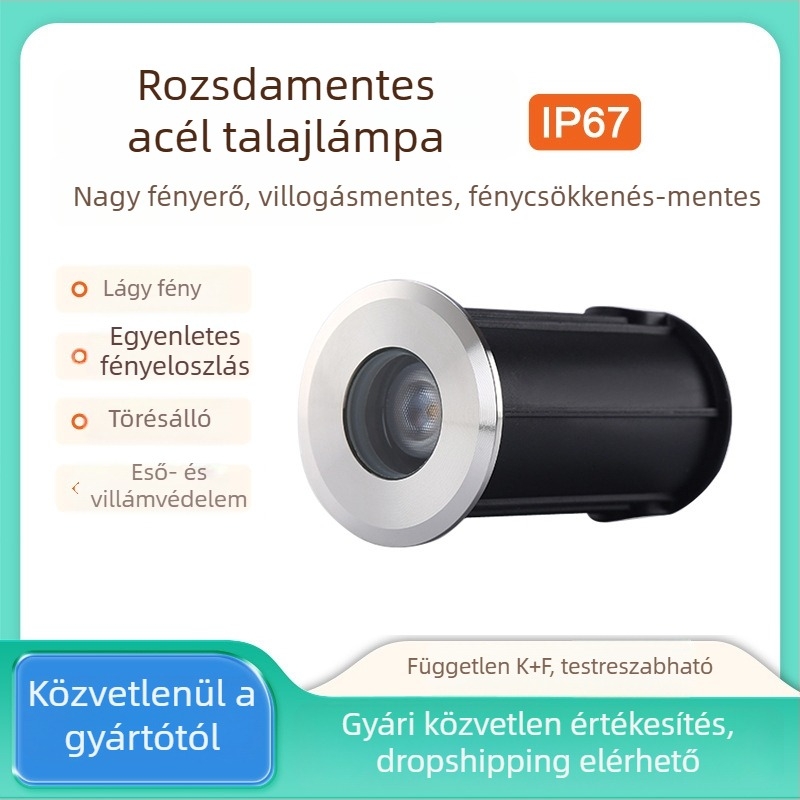 Kültéri rozsdamentes acél LED föld alatti világítás — kör alakú vízálló alámerülő lámpa, 12V/24V