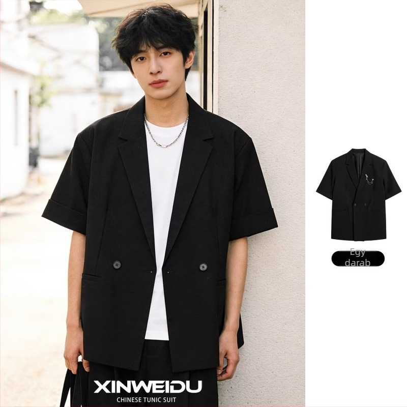 Prémium férfi rövid ujjú blézer, 2026 tavasz, vékony és könnyű, ráncmentes, stílusos mindennapi zakó