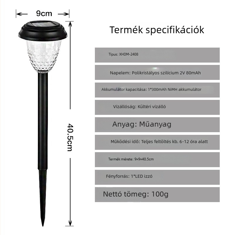 Egyedi napelemes talajlámpa kültéri kert- és udvari dekorációhoz