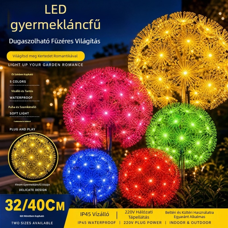 LED virág alakú zsinóros fényfüzér kültéri és beltéri használatra, vízálló táj dekorációhoz teraszhoz