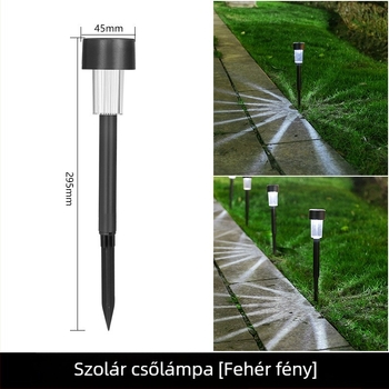 Napelemes botlámpa kültéri használatra, vízálló kerti földlámpa LED cső alakú éjjeli fény