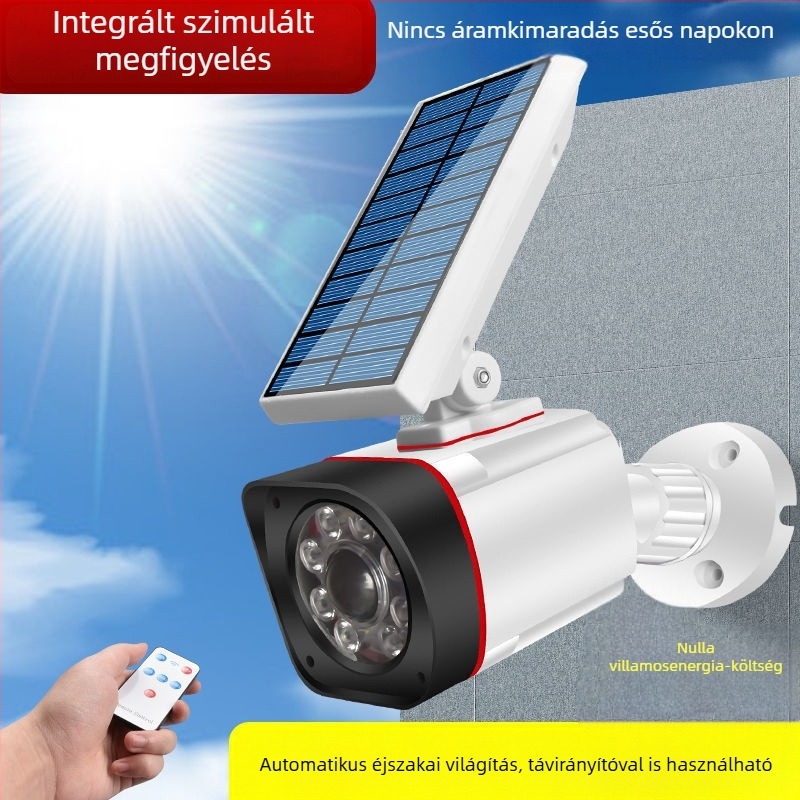 Napelemmel működő kültéri megfigyelő kamera infravörös fénnyel, IP65 vízálló, mozgásérzékelő, kertvilágítás