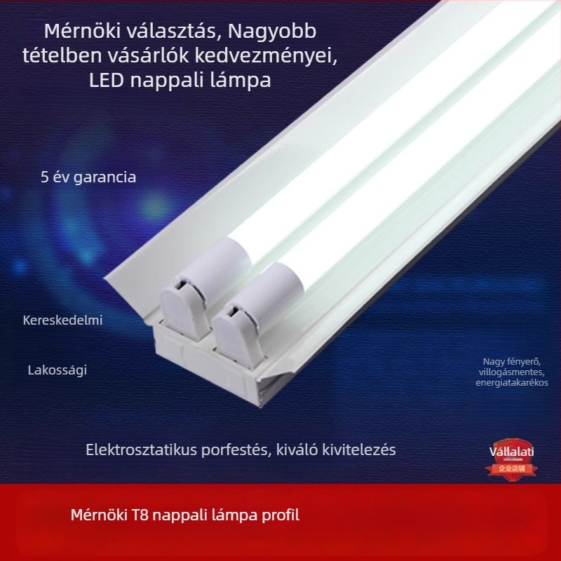 T8 fényszóró cső tartó, egy- vagy kétkarú, fedéllel vagy fedél nélkül, LED T8 cső kettős végével, 1,2 m üres tartó