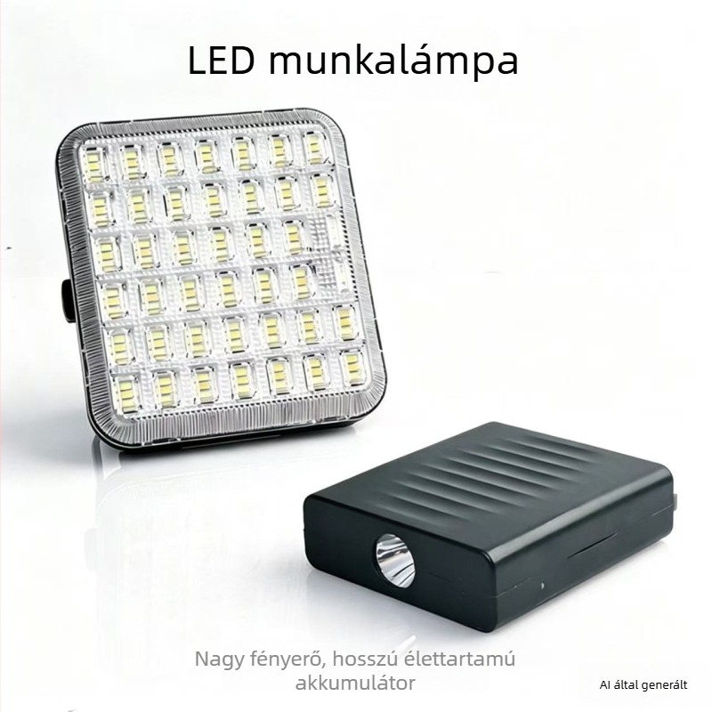 Moduláris napelemes LED-vészvilágítású reflektor, leválasztható powerbank, kültéri kempinglámpa