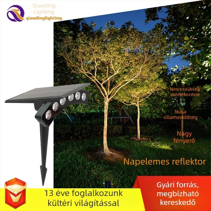 Napelemes LED kertészeti földbe süllyesztett spotlámpa, vezeték nélküli, alumínium ház, IP65, 120°-os sugárzás, 600 lm, fehér / meleg fehér / sárga fény