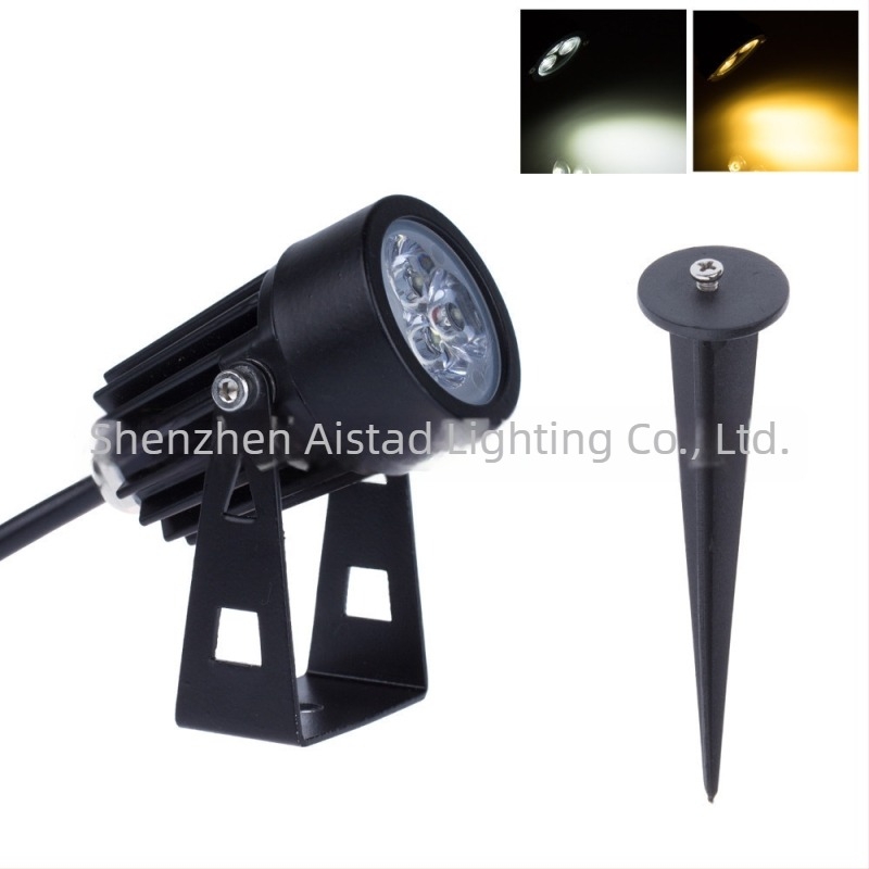 3W vízálló LED kertvilágítás gyephez, 12V/220-110V, IP65, udvari világítás