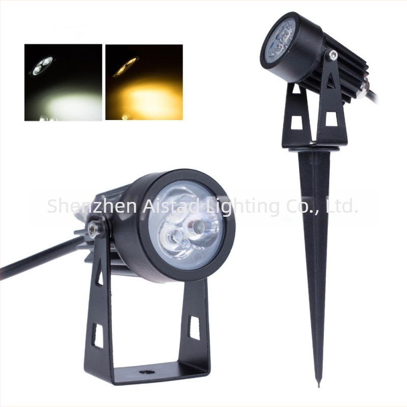 3W vízálló LED kertvilágítás gyephez, 12V/220-110V, IP65, udvari világítás