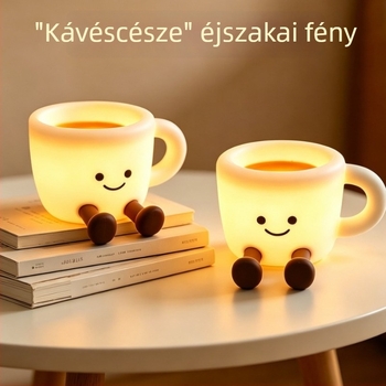 Kávéscsésze alakú szilikon éjszakai fény, modern hangulatvilágítás a hálószobába, érintésre kapcsolható