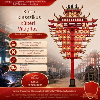LED tájvilágítás, antik stílusú nyolcszögű lámpa, utcai világítás látványosságokhoz és kulturális turizmushoz