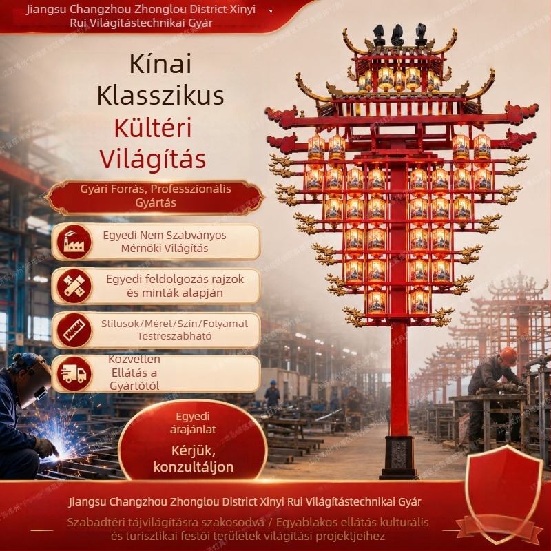 LED tájvilágítás, antik stílusú nyolcszögű lámpa, utcai világítás látványosságokhoz és kulturális turizmushoz