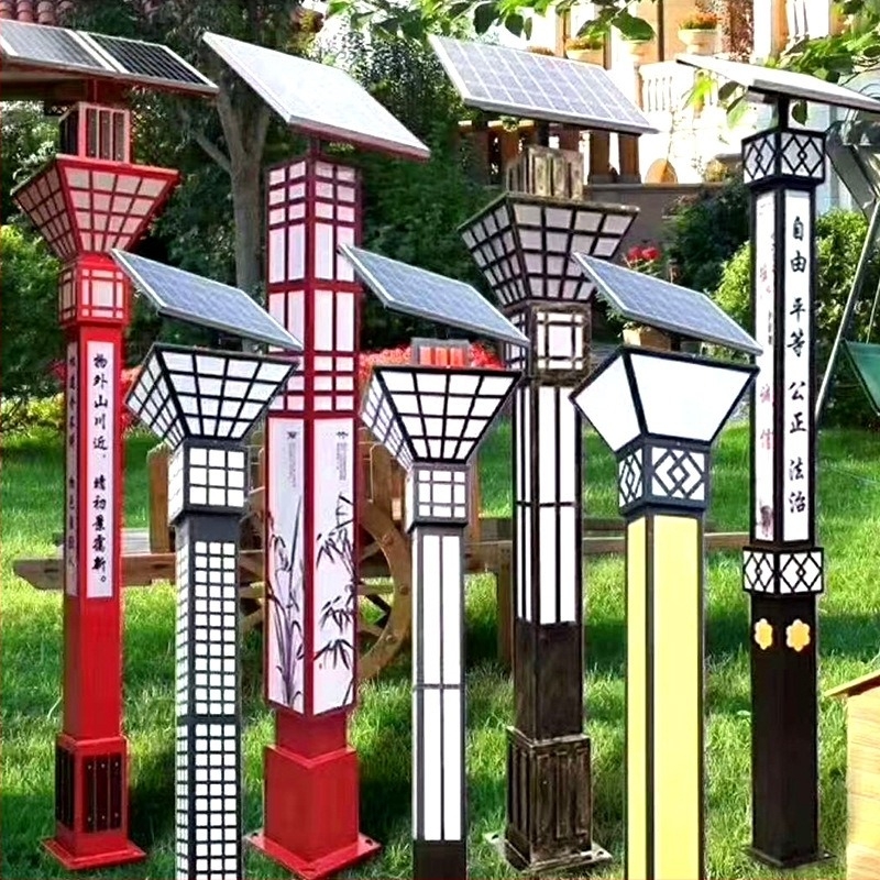 Kültéri ultra fényes LED utcai lámpa, 3–4 m magas, 50W napelemes, négyzet alakú tájvilágításoszlop