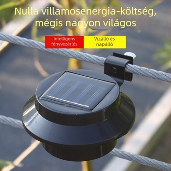 Napelemes kerítéslámpa 3 LED-del, esőálló a korláthoz és ereszcsatornához, kerítés- és kertkivilágítás, kültéri falikar