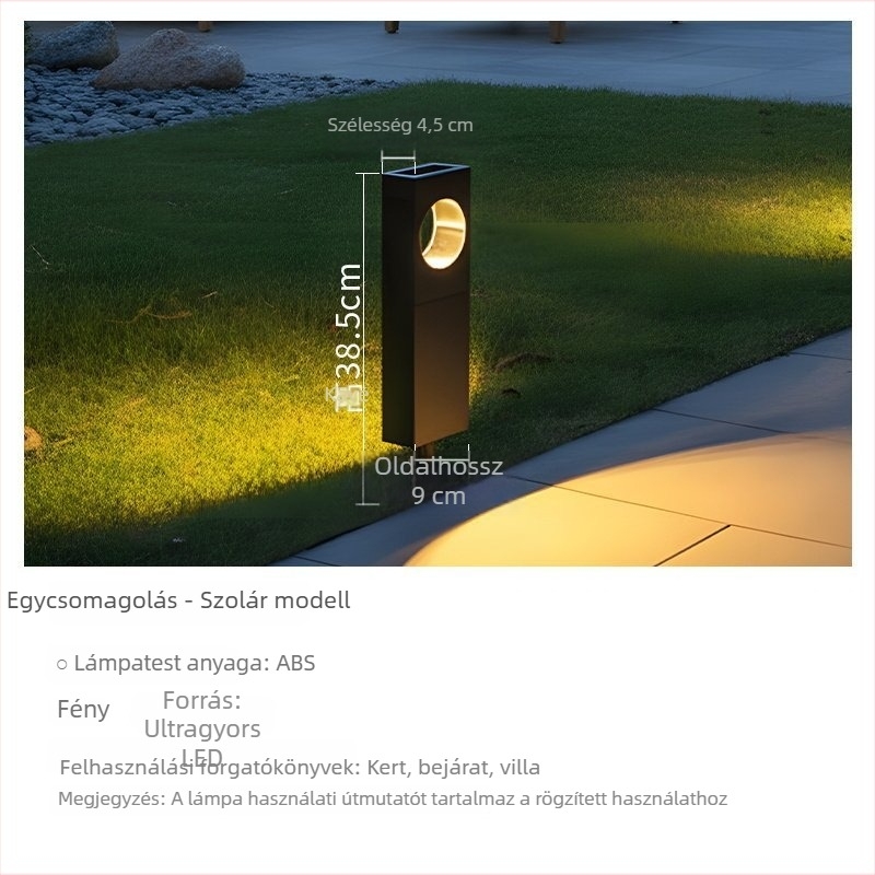 Napelemes gyeplámpák kültéri kertekhez, vízálló, modern minimalista design ház körüli kerthez