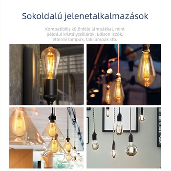 ST58 LED egyenes filamentszálas lámpa, 2200K, Edison retro dekoratív égő