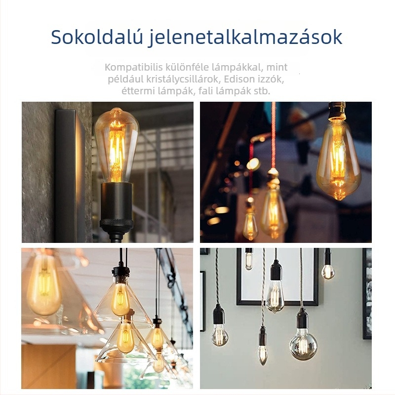 ST58 LED egyenes filamentszálas lámpa, 2200K, Edison retro dekoratív égő