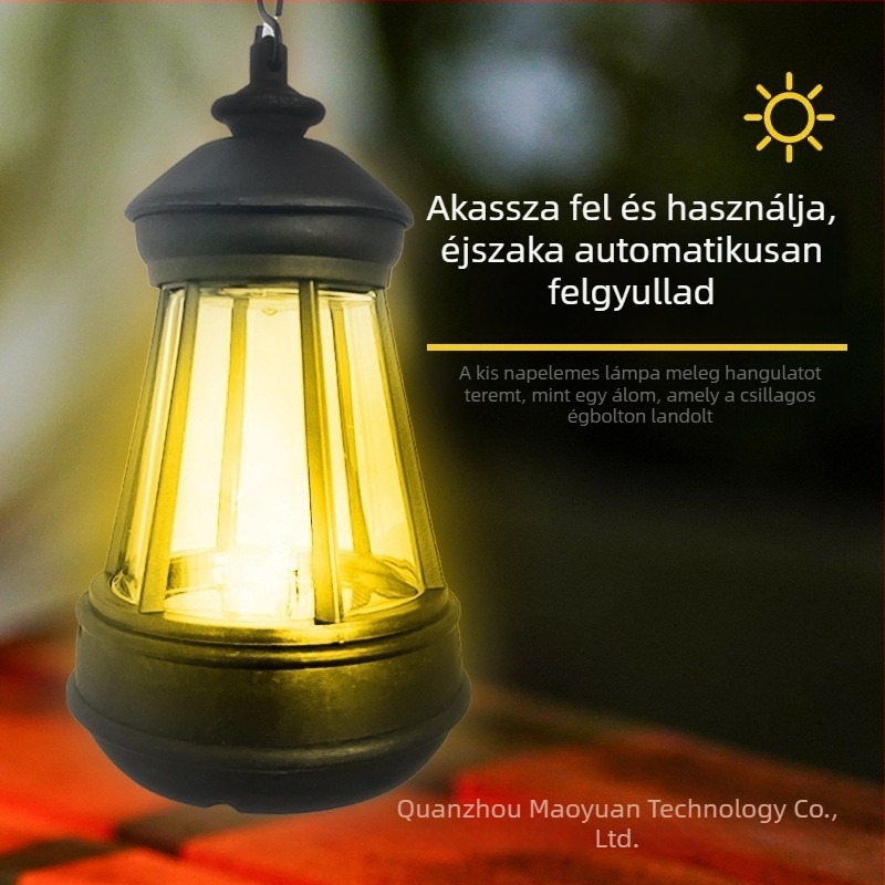 Napelemes kis lámpás torony kültéri használatra – LED-es vízálló függő kertvilágítás