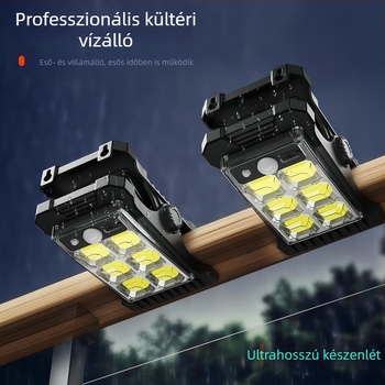 Napelemes kültéri lámpa mozgásérzékelővel, vízálló falikar kerthez és kerítéshez