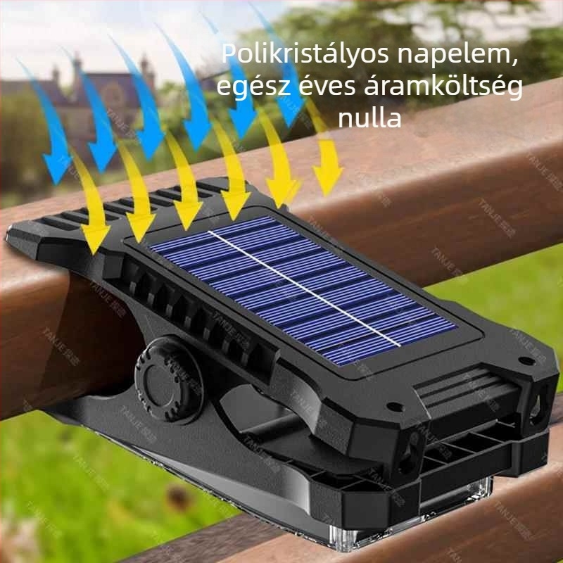 Napelemes kültéri lámpa mozgásérzékelővel, vízálló falikar kerthez és kerítéshez