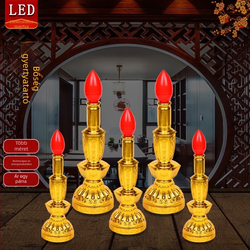 LED Guanyin gyertya lámpa - otthoni elektromos gyertya, akkumulátoros és hálózati üzemmóddal, A Vagyon Istene lámpa