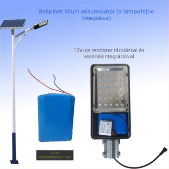 12V-os napelemes utcai lámpa fej akkumulátorral, 60W, javítás és szerelés kiegészítőkkel, kültéri vízálló kertlámpa otthoni használatra