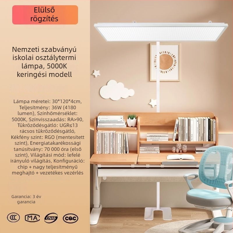 LED asztali lámpa állvánnyal tanulók számára, szemvédelem, iskolák és oktatási központok számára, fényerő-szabályozás
