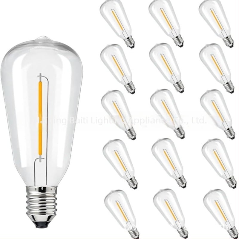 ST381W Ütésálló izzó udvarra és bár dekorációhoz, világító LED-füzér, meleg fehér 2700K, E12/E14 foglalat