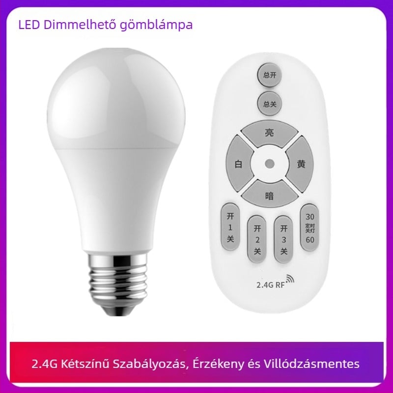 LED kettőszínű dimmable lámpa, 2.4G távirányítóval, alap E27, energiatakarékos, szemvédő, asztali/éjjeli lámpa szállodához