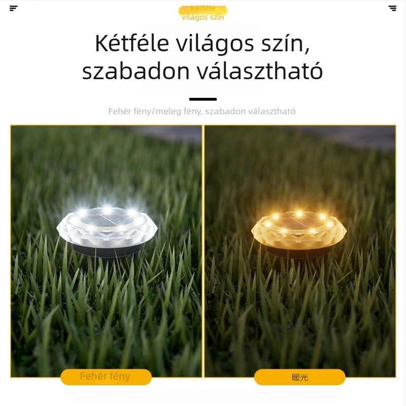Napelemes földalatti lámpa kristály-diamant textúrával, kültéri kerthez, vízálló éjjeli fény balkon dekorációhoz