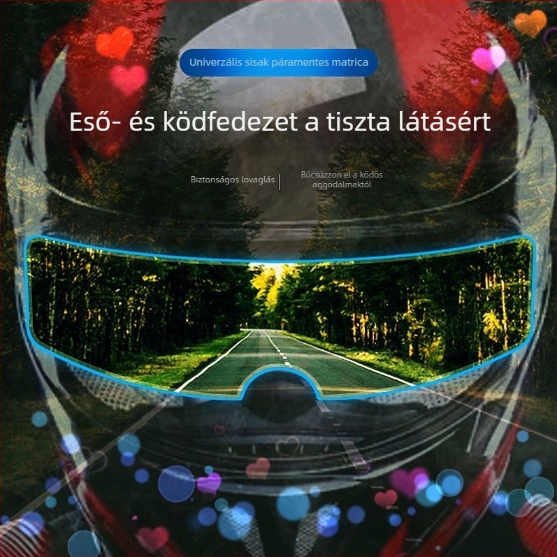 Nano-fólia motorkerékpár sisakokra, párásodás elleni és eső elleni védelem, teljes- és nyitott sisakokhoz