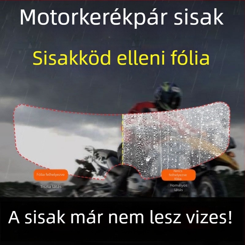 Nano-fólia motorkerékpár sisakokra, párásodás elleni és eső elleni védelem, teljes- és nyitott sisakokhoz