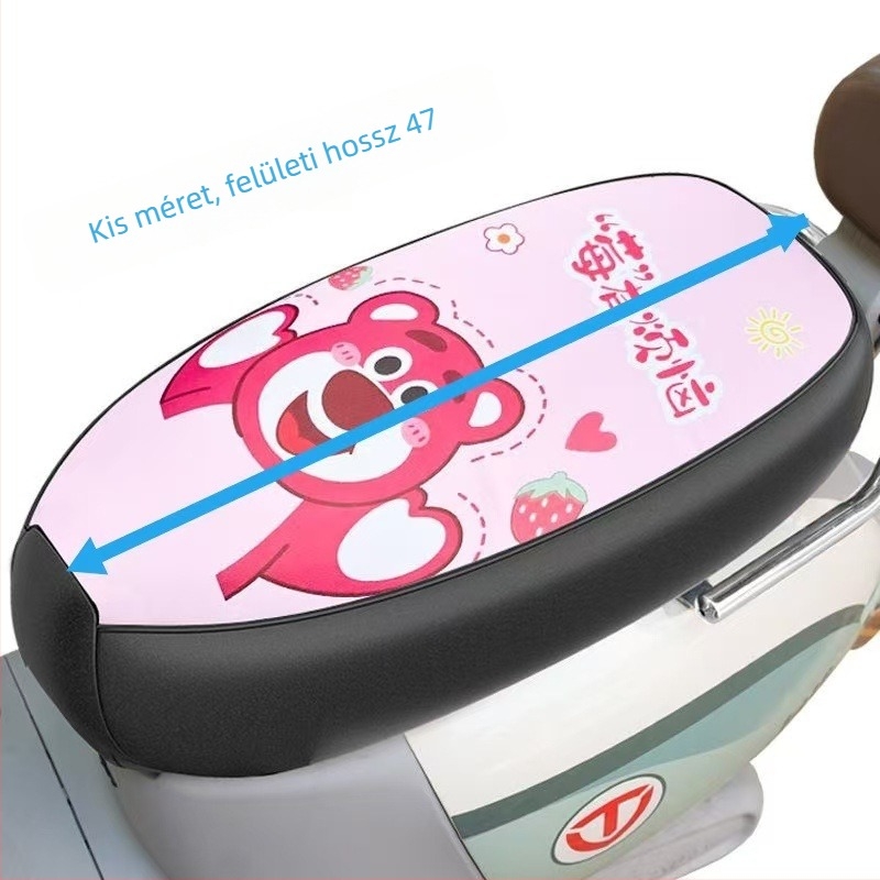 PU bőrből készült hátsó ülésvédő elektromos járművekhez és motorkerékpárokhoz, napvédő, Strawberry Bear stílus