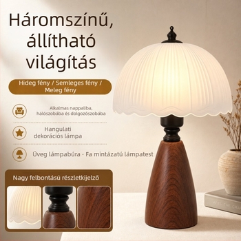 Wabi-sabi ihletésű vintage asztali lámpa, retro kialítás hálószobába és irodába, meleg hangulatú éjjeli fény